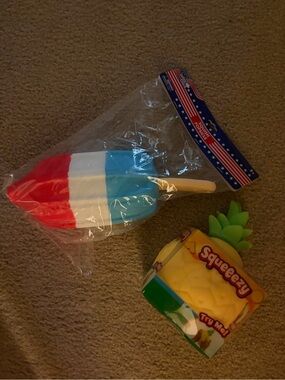 Squeezy Pineapple & Red White Blue Popsicle toy bundle